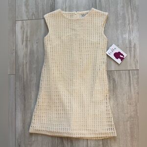 NWT Gabby Nataly Off-White Ivory Cream Knit Classic Shift Dress, girls 7